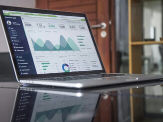 Laptop showing a business analytics dashboard