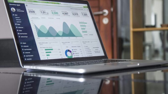 Laptop showing a business analytics dashboard