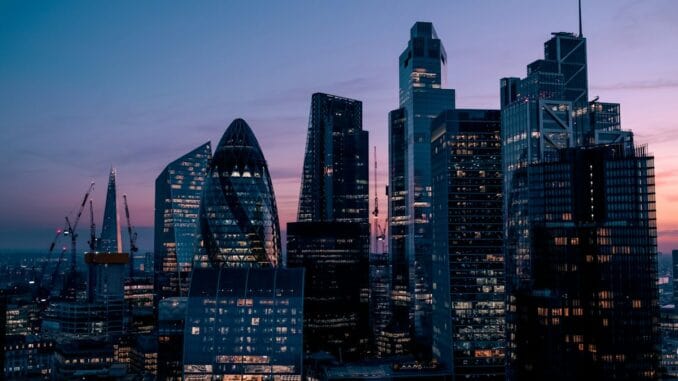 City of London skyline at dusk